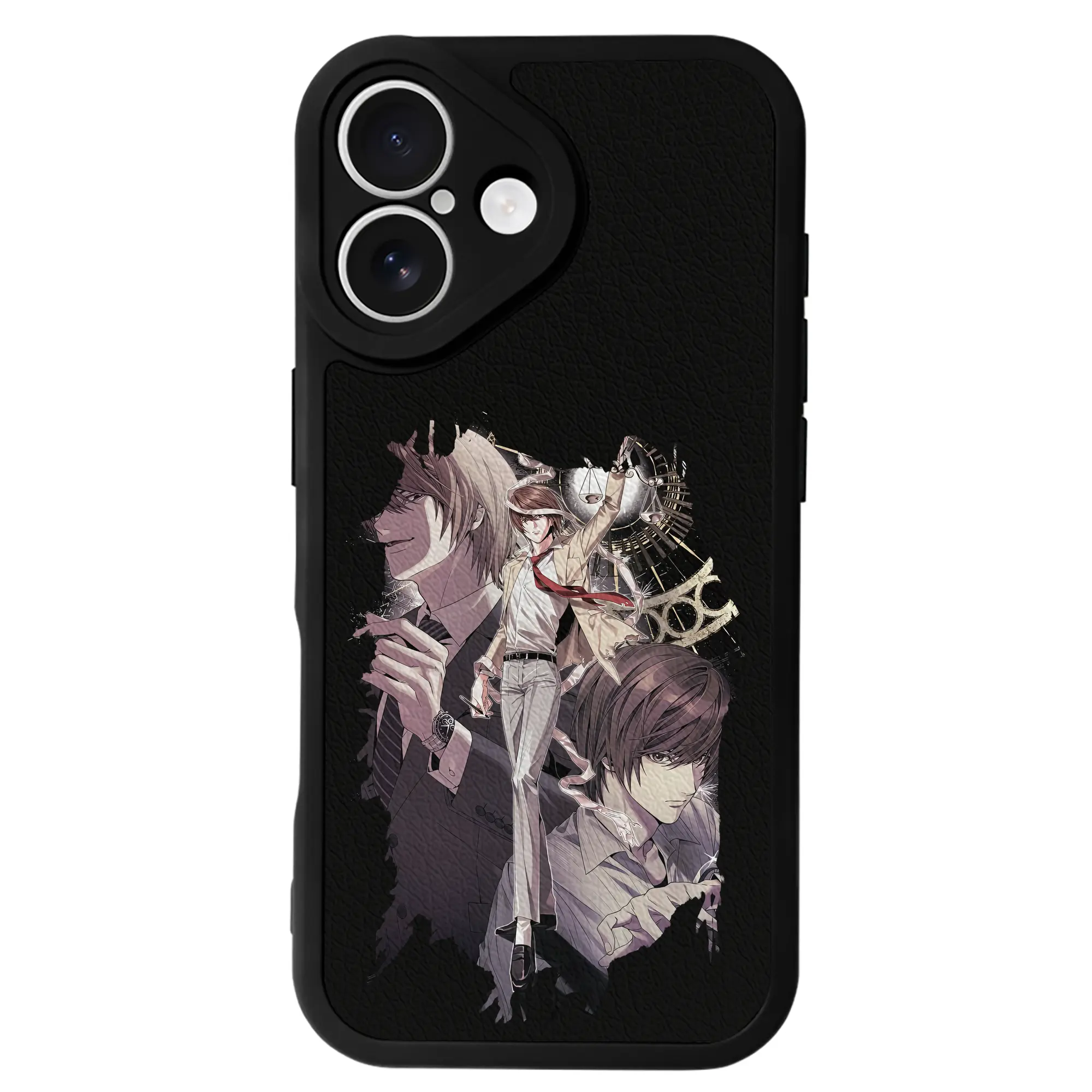 デスノート グッズ,夜神月 - IPhone 16シリーズ対応 ・ シリコンスマホケース ・ レザー調 ・ 高精度フィット ・ 耐衝撃 ・ ワイヤレス充電対応 ・ 精密カット